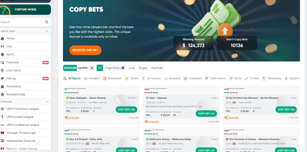 ivibet copy bets